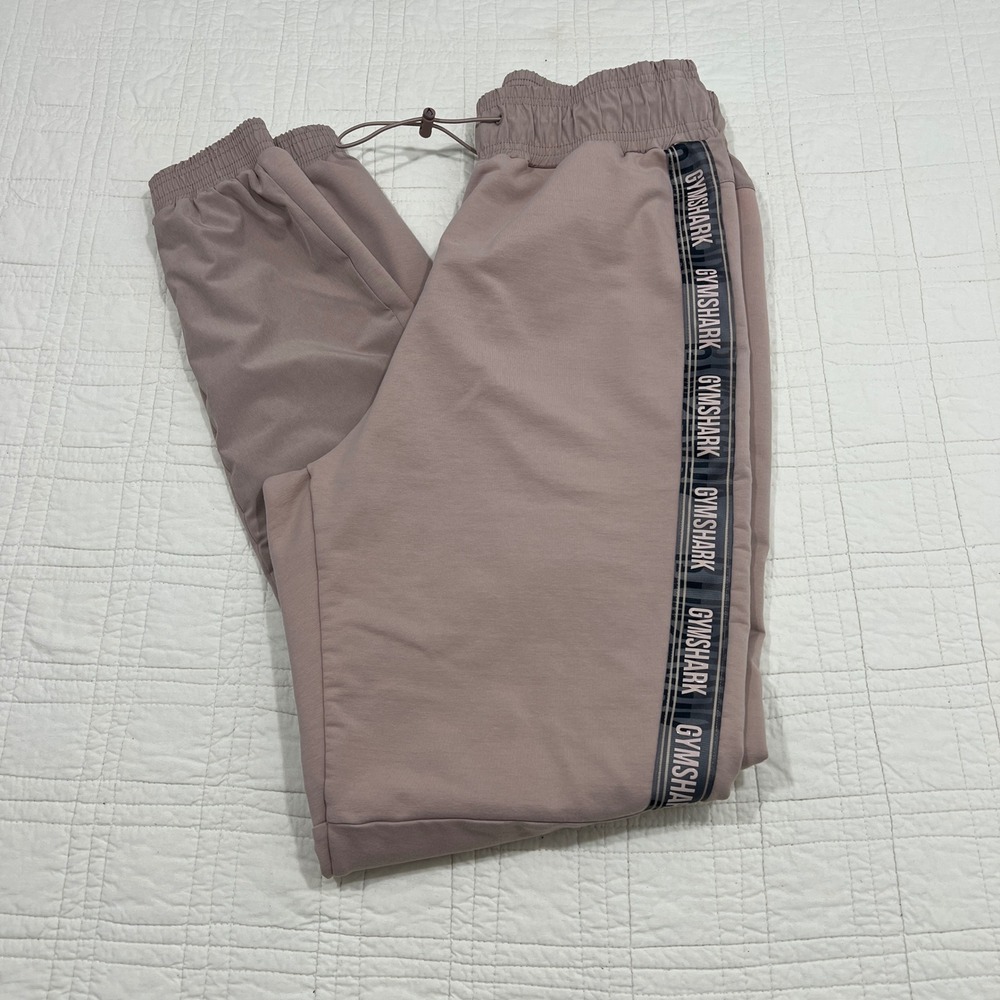 Gymshark Womens Mauve Side Logo Tape Joggers High Rise Sweatpants Small DS1 POSS